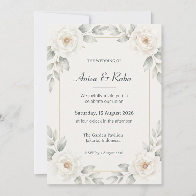Botanicals Garden Floral Wedding Invitation (Front)
