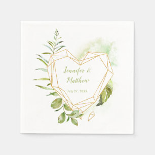 Botanicals Gold Heart Geometric Shape Reception Napkin