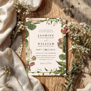 Botanicals Greenery Rustic Vintage QR Code Wedding Invitation