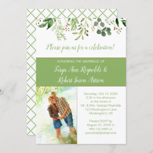 Botanicals Photo Block Reception Only Invitation  