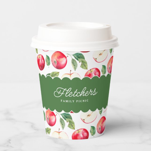 Botanicals Red Apples Customisable Paper Cups (Front)