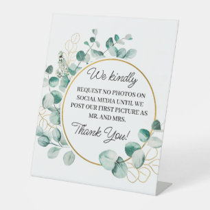 Botanicals Wedding Sign, No Photos Pedestal Sign