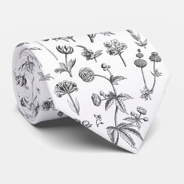  Botanticals Floral Black |   Tie (Rolled)