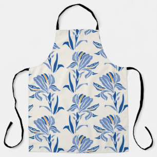 Botany Geometric Baroque Iris Flower Pattern. Seam Apron