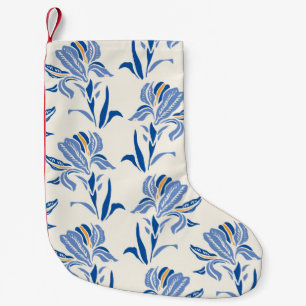 Botany Geometric Baroque Iris Flower Pattern. Seam Small Christmas Stocking