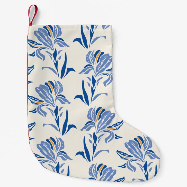 Botany Geometric Baroque Iris Flower Pattern. Seam Small Christmas Stocking (Front)