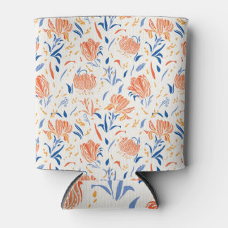 Botany linocut baroque: floral seamless background can cooler