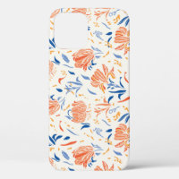 Botany linocut baroque: floral seamless background