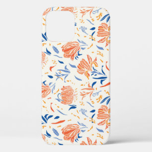 Botany linocut baroque: floral seamless background iPhone 12 case