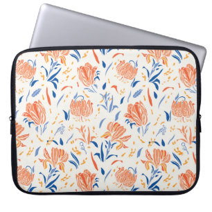 Botany linocut baroque: floral seamless background laptop sleeve