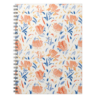 Botany linocut baroque: floral seamless background notebook