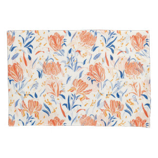 Botany linocut baroque: floral seamless background pillowcase