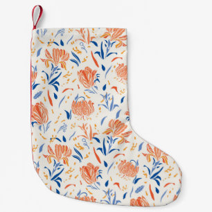 Botany linocut baroque: floral seamless background small christmas stocking