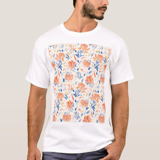 Botany linocut baroque: floral seamless background T-Shirt