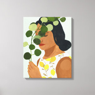 Botany Portrait - Woman with Greenery Canvas Print
