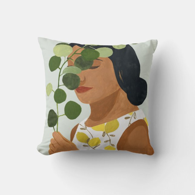 Botany Portrait - Woman with Greenery Cushion (Front)