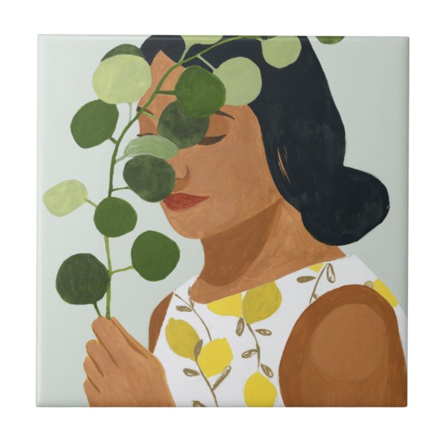 Botany Portrait - Woman with Greenery Tile (Front)