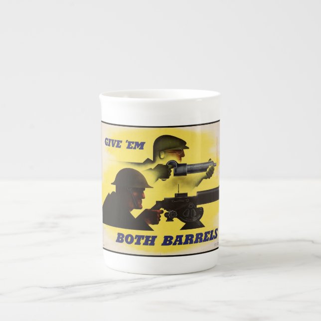 Both Barrels, Military & Industry, War Effort    Bone China Mug (Front)