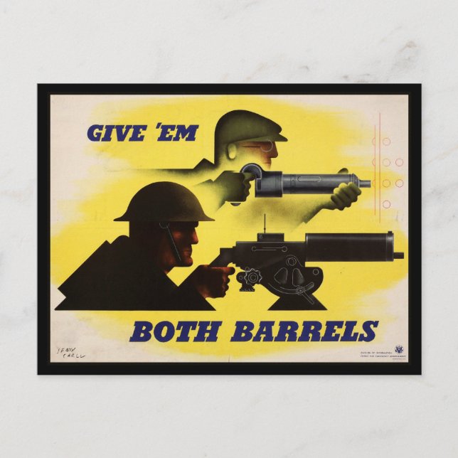 Both Barrels, Military & Industry, War Effort    Postcard (Front)