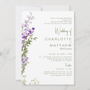 Both Parents 2 Venue Lavender Wedding Invitation