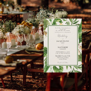 Both Parents Listed Foliage Cream Wedding  Invitation