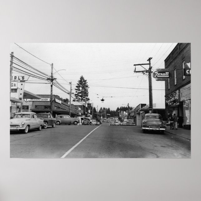 Bothell, WA - Downtown Street Scene Photograph 2 Poster (Front)