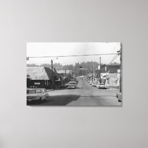 Bothell, WA - Downtown Street Scene Photograph Canvas Print