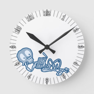 Bothered BetsyLou Skeleton with Book Round Clock