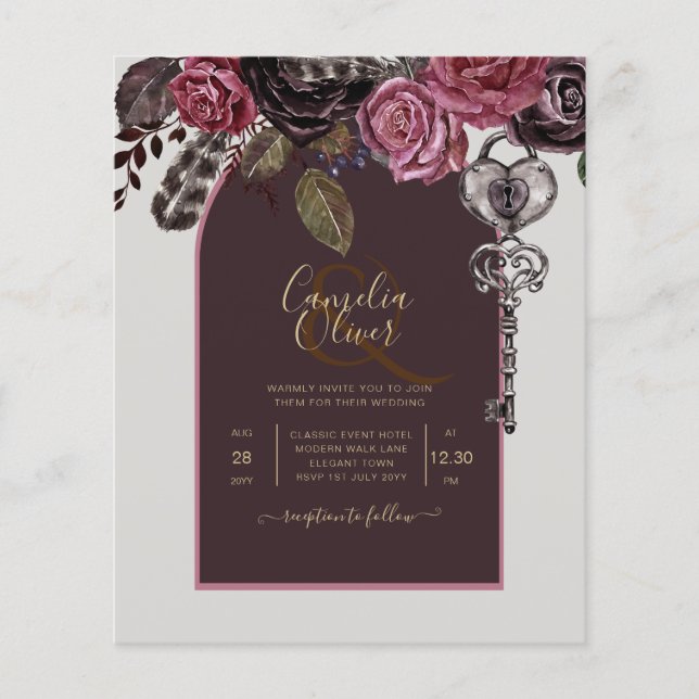 BOTHIC ROSE Burgundy Fall Wedding Flyer (Front)