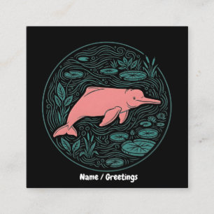 Boto Pink River Dolphin Wildlife Art Matte Salmon Square Business Card