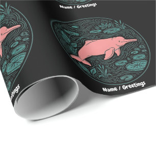 Boto Pink River Dolphin Wildlife Art Matte Salmon Wrapping Paper