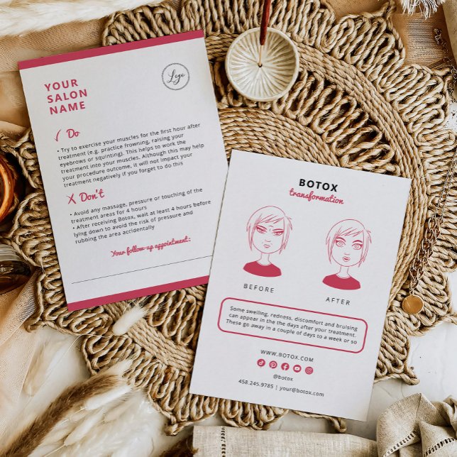 Botox Aftercare Instructions for Beauty Salon  Business Card (Creator Uploaded)