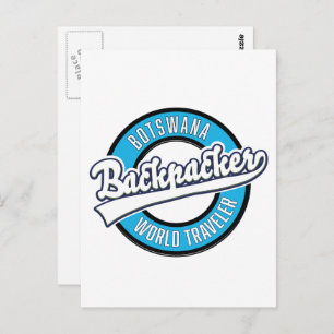 Botswana backpacker world traveller logo. postcard