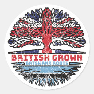 Botswana Batswana British UK Tree Roots Flag Classic Round Sticker