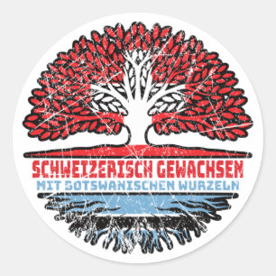 Botswana Botswanisch Schweizer Schweiz Baum Wurzel Classic Round Sticker
