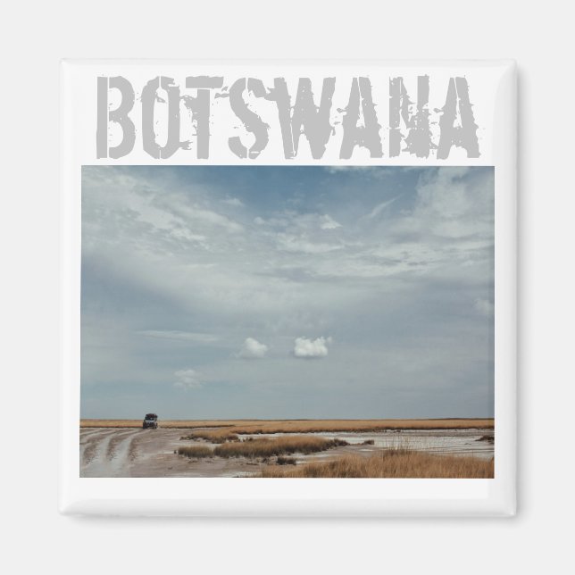 Botswana Car Travel Salt Pan Magnet (Front)