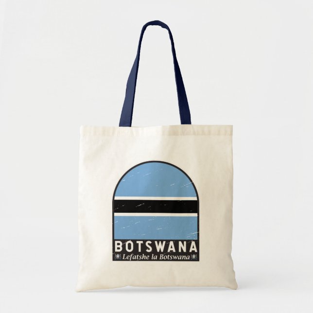 Botswana Flag Emblem Distressed Vintage Tote Bag (Front)