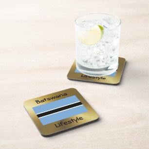 Botswana Flag+Text Coaster