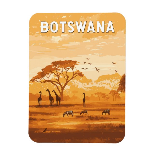 Botswana Illustration Travel Art Vintage Magnet (Vertical)