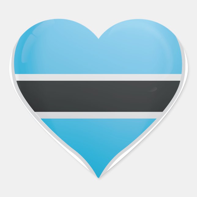 Botswana love flag pride heart sticker (Front)