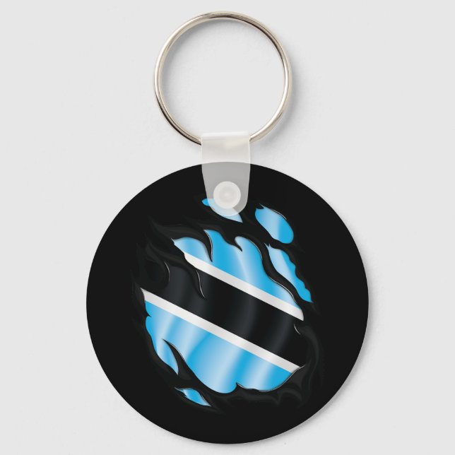 Botswana Ripped Flag Key Ring (Front)