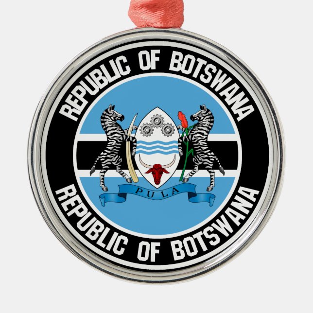 Botswana Round Emblem Metal Tree Decoration (Front)