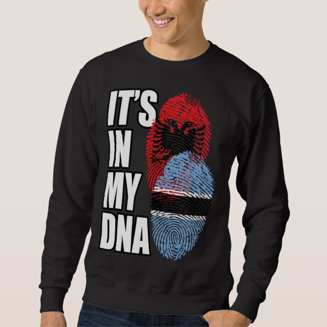 Botswanan And Albanian Mix DNA Flag Heritage Sweatshirt (Front)