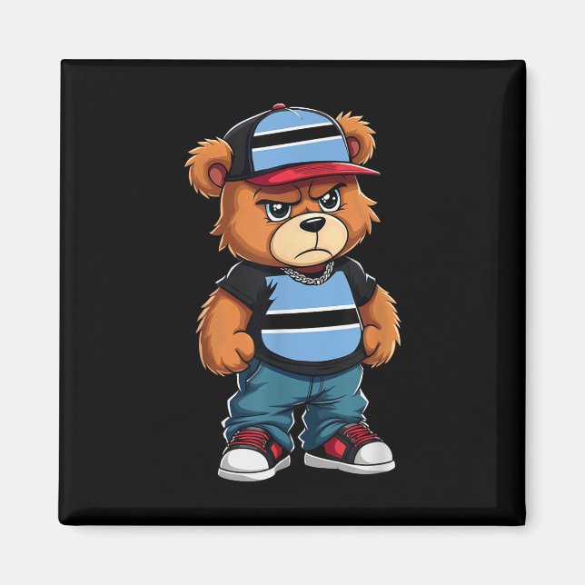 Botswanan Flag Teddy Bear Botswana Hip Hop  Magnet (Front)