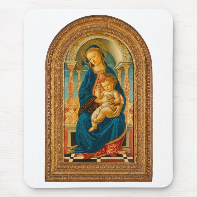 Botticelli (1445-1510) Madonna & Child Enthroned  Mouse Pad (Front)