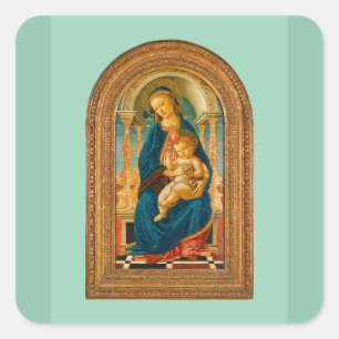 Botticelli (1445-1510) Madonna & Child Enthroned Square Sticker