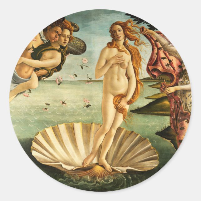 Botticelli Birth Of Venus Renaissance Art Painting Classic Round Sticker (Front)