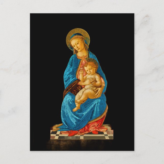 Botticelli Madonna and Child Enthroned Holiday Postcard (Front)
