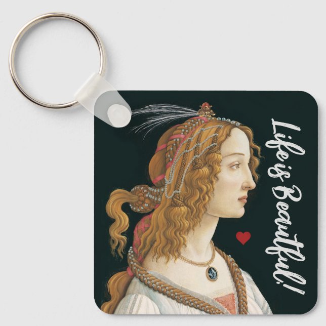 Botticelli Nymph Portrait Painting Art Key Ring (Front)