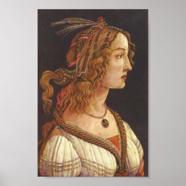 Botticelli-Portrait of young Simonetta Vespucci Poster (Front)